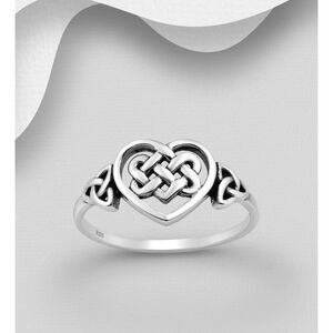 Sterling Silver Oxidized Celtic Heart Ring Size 7